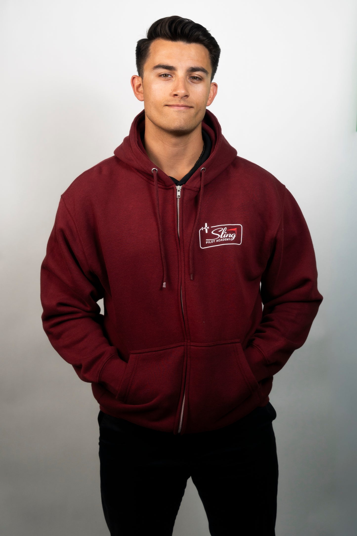 Sling Traffic Pattern Zip Hoodie - Burgundy