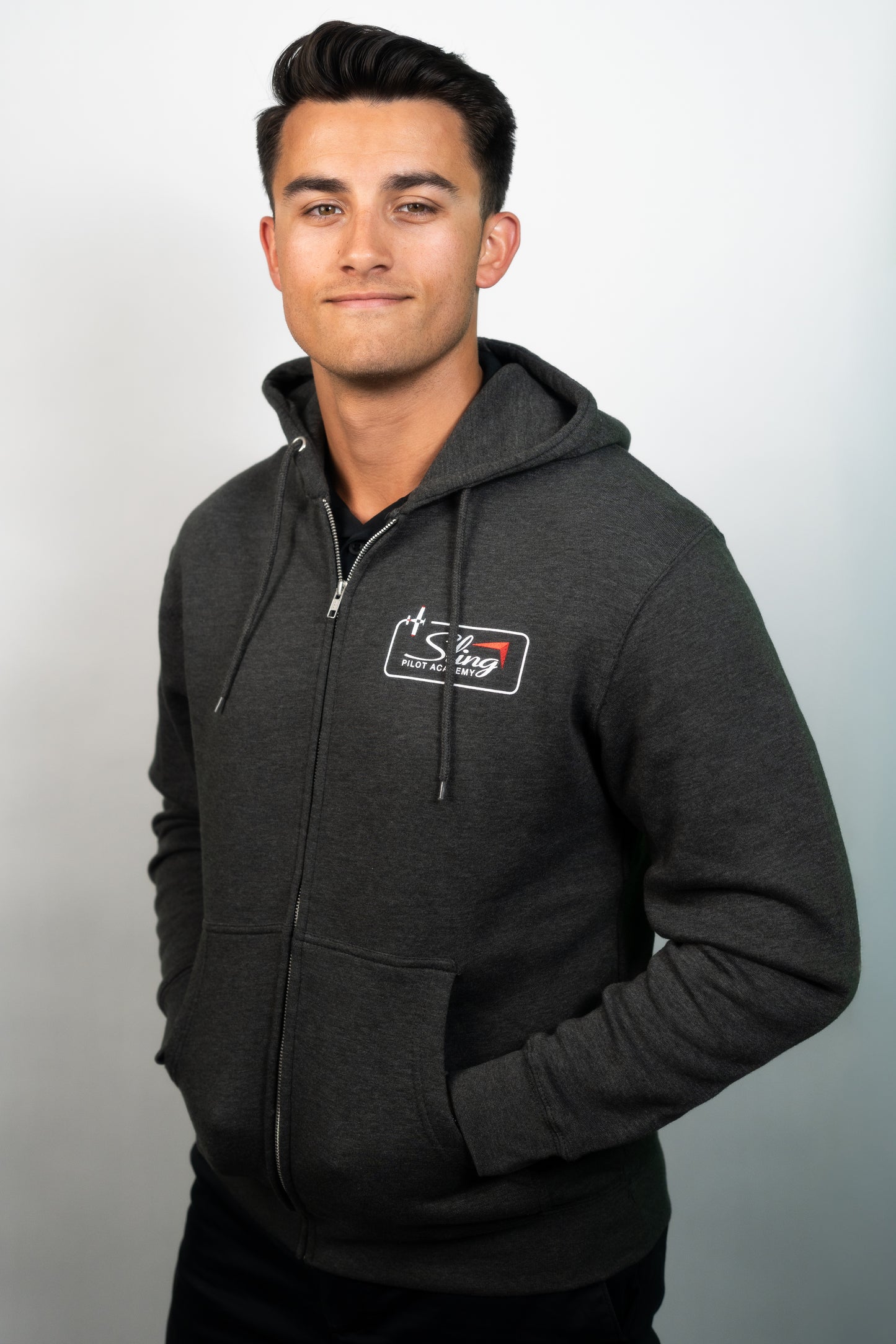 Sling Traffic Pattern Zip Hoodie - Charcoal Grey