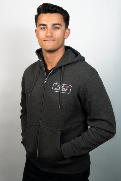 Sling Traffic Pattern Zip Hoodie - Charcoal Grey
