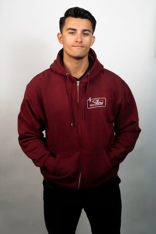 Sling Traffic Pattern Zip Hoodie - Burgundy