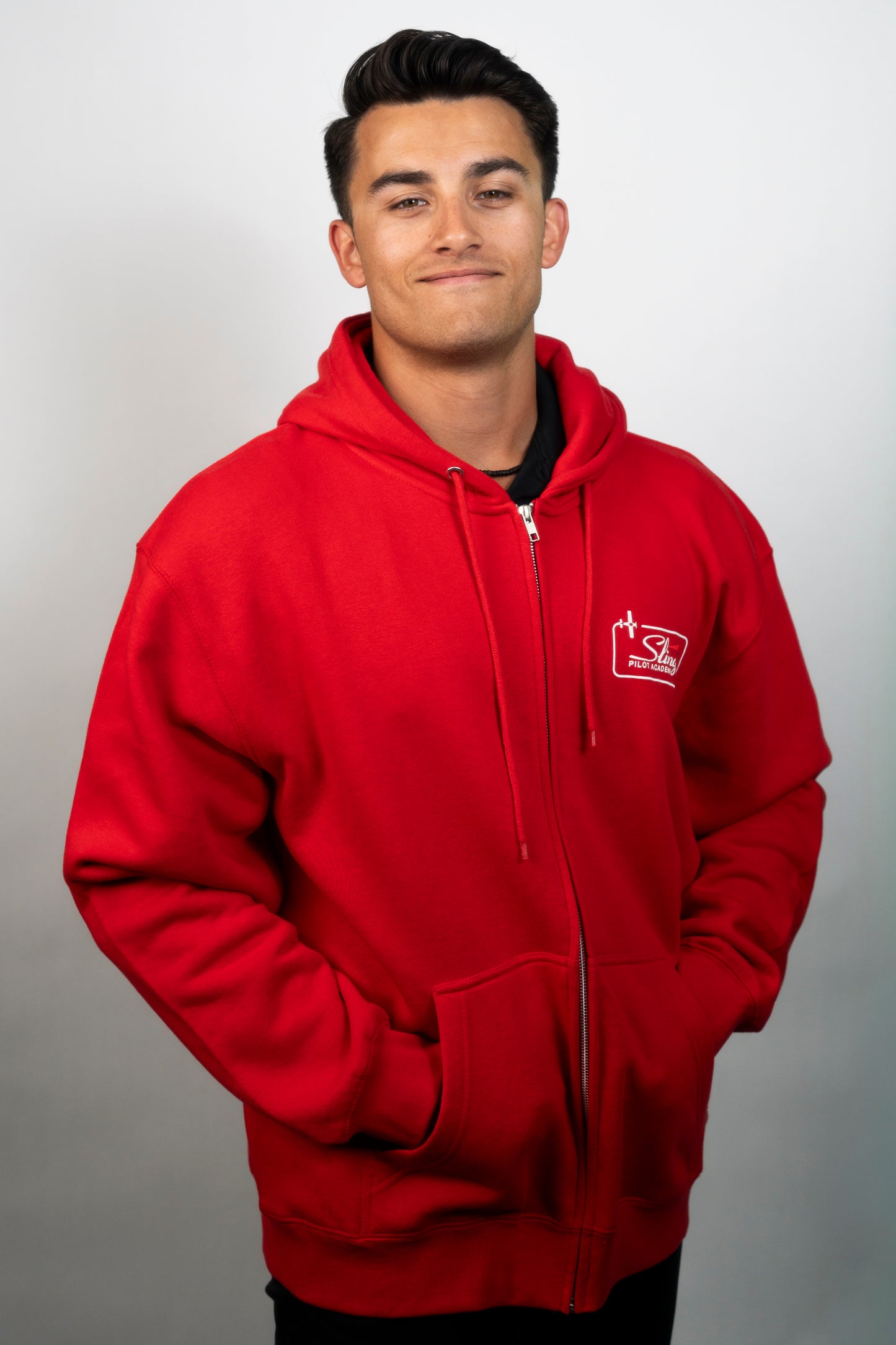 Sling Traffic Pattern Zip Hoodie - Red