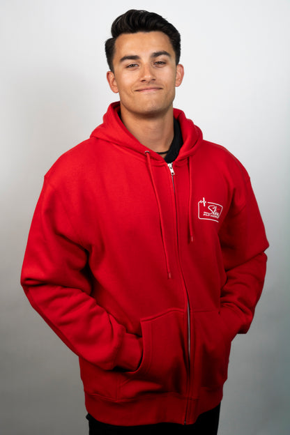 Sling Traffic Pattern Zip Hoodie - Red