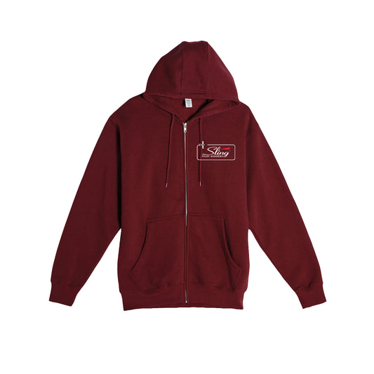 Sling Traffic Pattern Zip Hoodie - Burgundy